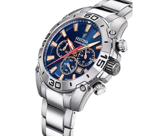 Festina Orologio Uomo F20522/6 - Cronografo In Acciaio Inox Con Vetro Minerale - Quadrante Rotondo Argento 45mm
