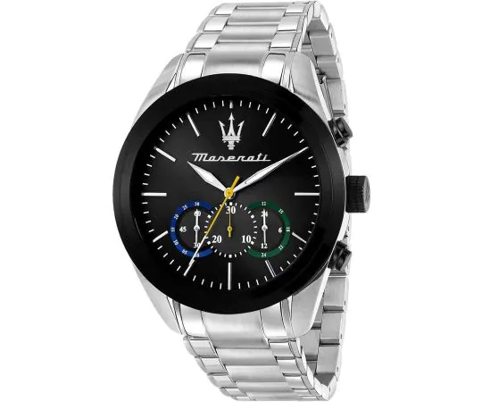 Maserati Traguardo Orologio Uomo Cronografo - Cassa 45mm, Acciaio, Quadrante Argento, Impermeabile 10 ATM