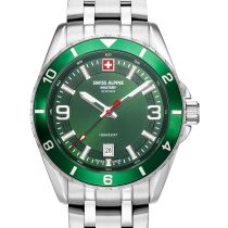 Swiss Alpine Military 7034.1134 Orologio Uomo Sierra argento verde 42mm 10ATM