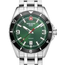 Swiss Alpine Military 7034.1138 Orologio Uomo Sierra argento verde 42mm 10ATM