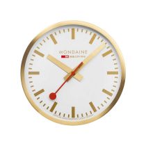 Mondaine A995.CLOCK.17SBG Orologio da parete dorato, orologio da stazione 40 cm in alluminio