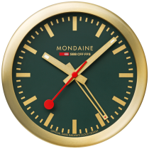 Mondaine A997.MCAL.66SBG.1 Orologio da tavolo e sveglia mini Orologio da parete verde-oro 12,5 cm