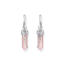 Thomas Sabo CR722-643-9 Orecchini a cerchio in argento con pendente in cristallo rosa e simboli Donna