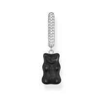 Thomas Sabo CR727-052-11 Orecchini a cerchio singolo in argento con orsetti neri versione midi in oro Donne