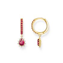 Thomas Sabo CR748-995-10 Orecchini a cerchio placcati oro Romance vintage e pietre rosse Donne