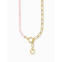 Thomas Sabo KE2193-414-9-L47V Collana placcata oro con elementi di catena a maglie e perline rosa da donna