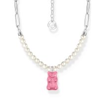 Thomas Sabo KE2207-082-9-L45V Collana a maglie con Perlae ciondolo a forma di orso in oro rosa bracciale da donna 40-45 cm