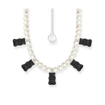 Thomas Sabo KE2208-052-11-L50V Collana di Perlain argento con 5 orsetti in oro nero Donne