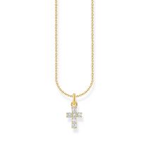 Thomas Sabo KE2226-414-14-L45V Collana placcata oro con croce e zirconi 38-45 cm Donna