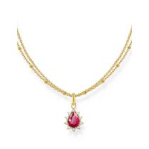 Thomas Sabo KE2294-995-10-L45V Collana placcata oro con ciondolo Rosso vintage romance Donne
