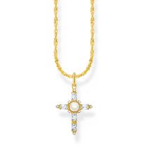 Thomas Sabo KE2296-445-14-L45V Collana placcata oro con ciondolo a croce Cross Romance Donne