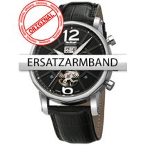 Perigaum cinturino pelle P-1111 fibbia nero di argento 24 mm