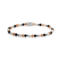 Rebel & Rose RR-40161-S-S Braccialetto Nero Glam Rocks Party Silver