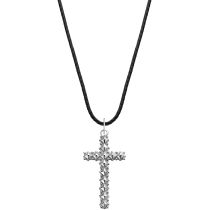 Rebel & Rose NL028-S-70 Studded Cross Black Unisex Collana 70cm