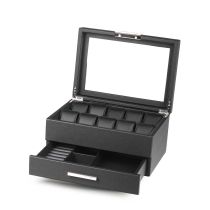 Rothenschild RS-LMWB-10WD Scatola per orologi e accessori in similpelle [10] Nera con cassetto
