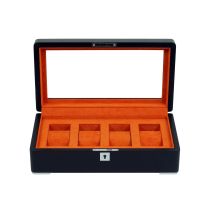 Rothenschild RS-3420-4-BL-ORA scatola porta orologi nero [4] con velluto arancione