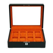 Rothenschild RS-3420-8-BL-ORA scatola porta orologi nero [8] con velluto arancione
