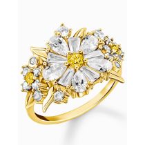 Thomas Sabo TR2335-414-4-56 Anello da cocktail Fiore con pietre placcato oro Signore