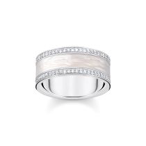Thomas Sabo TR2446-041-14-58 Anello a fascia in argento con zirconi bianchi e smalto Donna