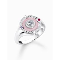 Thomas Sabo TR2447-390-9-56 Anello con sigillo in argento con cuore e pietre da donna