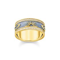 Thomas Sabo TR2450-565-1-58 Anello a fascia dorato con zirconi bianchi e smalto da donna