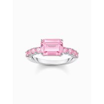 Thomas Sabo TR2451-051-9-56 Anello solitario in argento con pietre rosa Ladies