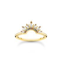 Thomas Sabo TR2456-488-7-56 Anello placcato oro con raggi di sole e pietre colorate da donna