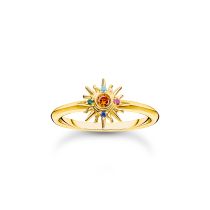 Thomas Sabo TR2458-488-7-56 Anello placcato oro con sole e pietre colorate da donna