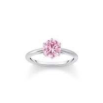 Thomas Sabo TR2474-051-9-56 Anello in argento con pietra rosa taglio brillante Donna