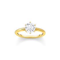 Thomas Sabo TR2474-414-14-56 Anello placcato oro con pietra bianca taglio brillante Donna