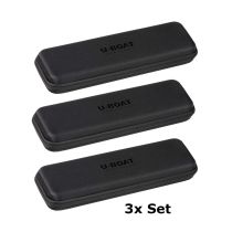 U-Boat 43594 black set of 3 wristwatches travel case