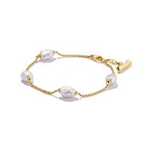 Thomas Sabo A2189-430-14-L19V Braccialetto con Perlen Natural Beauty Placcato In Oro