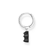 Thomas Sabo CR726-052-11 Orecchini a cerchio singolo in argento con orsetto nero pendente in oro Donne