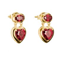 Thomas Sabo H2340-414-10 Orecchini a bottone Cuore rosso granato Elyndra Placcato oro 18,0 mm Donna