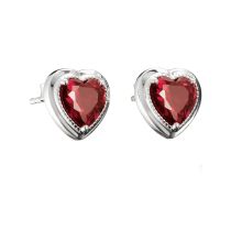 Thomas Sabo H2344-051-10 Orecchini a bottone Cuore rosso granato Elyndra Argento 10,5 mm Donna