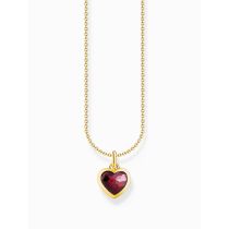 Thomas Sabo KE2268-414-10-L45V Collana placcata oro con ciondolo a cuore rosso scuro da donna