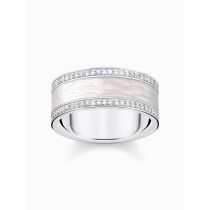 Thomas Sabo TR2446-041-14-56 Anello a fascia in argento con zirconi bianchi e smalto Donna