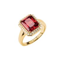 Thomas Sabo TR2508-414-10-54 Anello con pietra ottagonale rossa Elyndra Placcato oro Donna