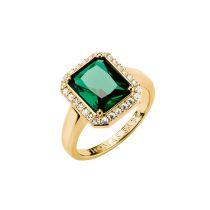Thomas Sabo TR2508-971-6-54 Anello con pietra ottagonale verde Elyndra Placcato oro Donna
