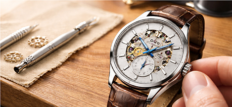 Esempio di foto di un movimento di orologio meccanico Esempio di foto di un movimento di orologio meccanico