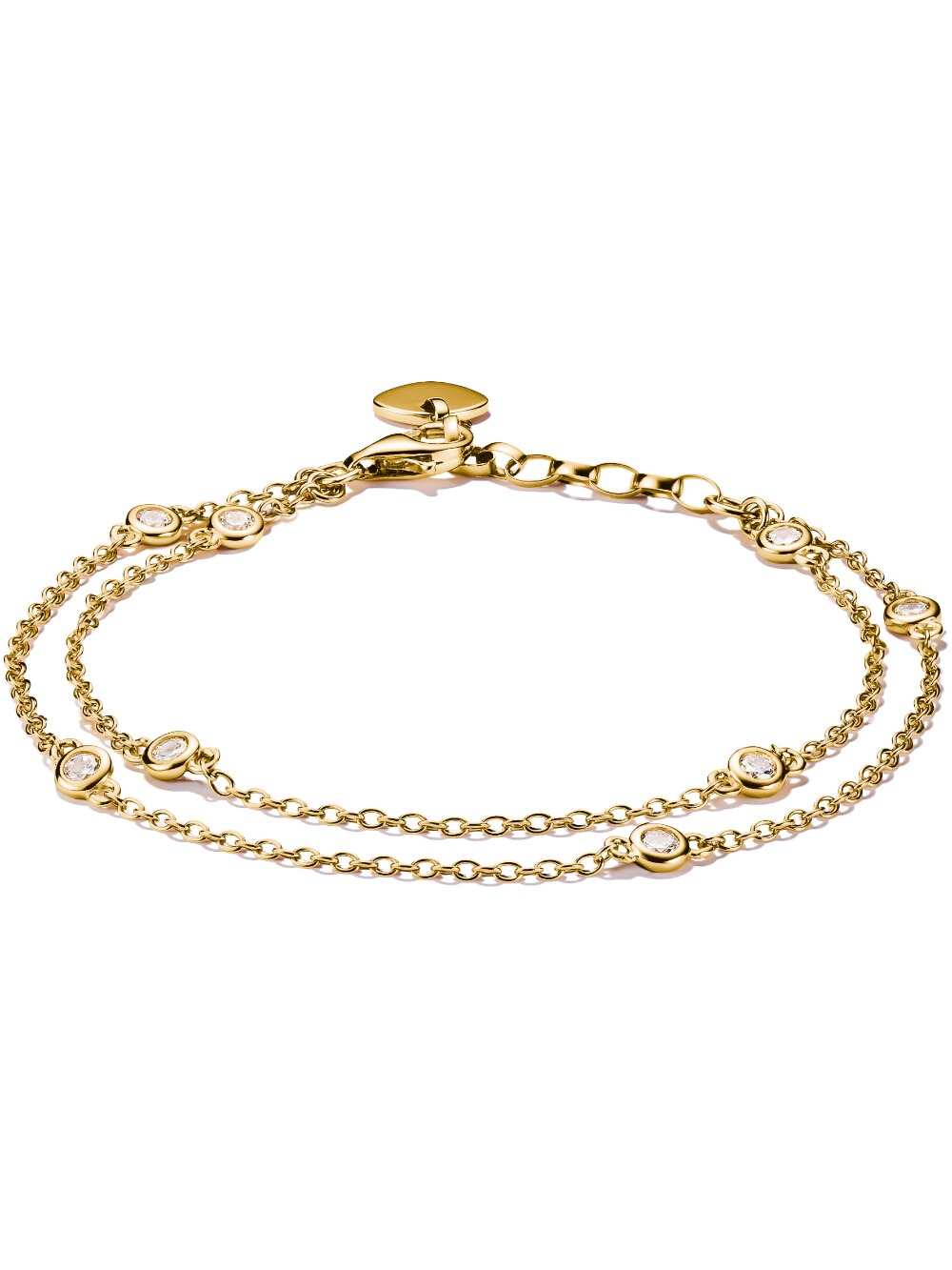 Bracciale con targhetta amore di zirconi in oro bianco - Sari Gold