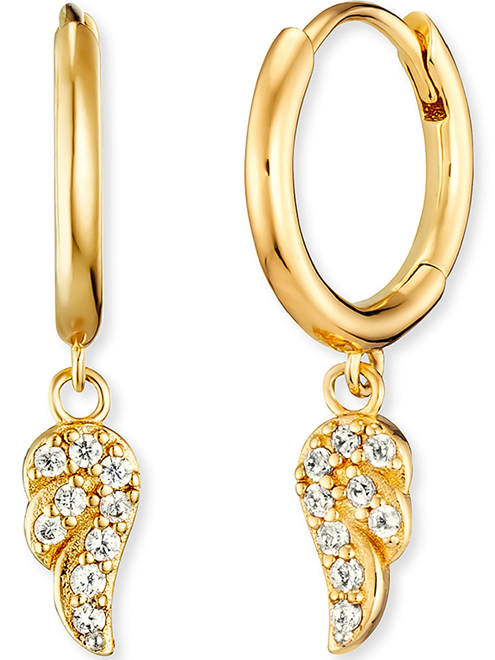 Orecchini A Perno Cuore Con Ali ENGELSRUFER | Argento 925 Rodiato E Oro Rosa, Zirconia, Ipoallergenici - 6