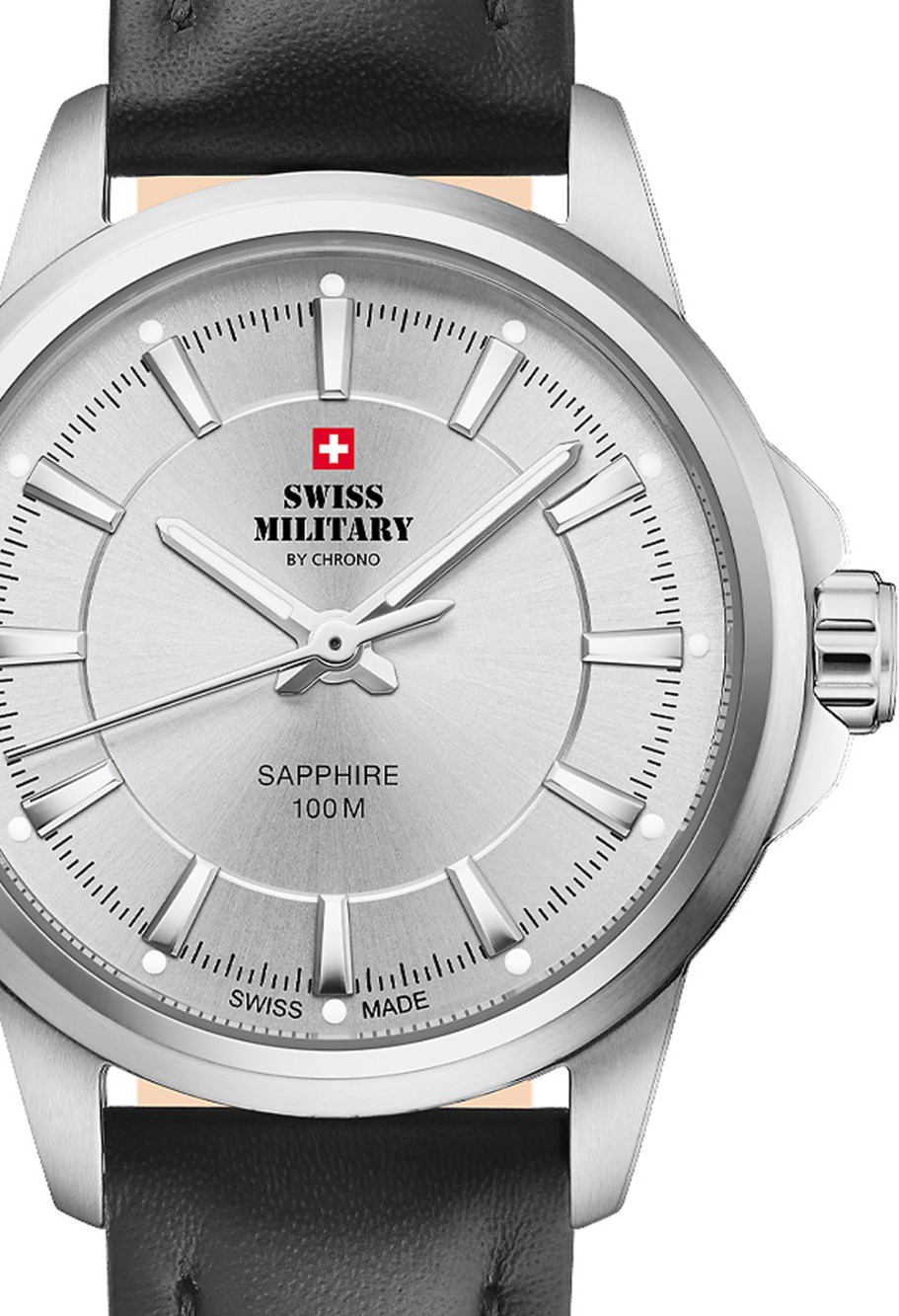 Swiss Alpine Military Mens Wristwatch 42 mm Strap in pelle 7022.1547