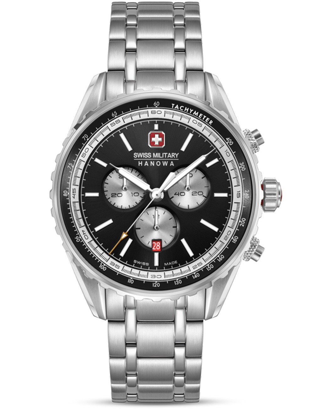 Swiss Military Hanowa Black Marlin Orologio da uomo con cinturino in acciaio inox o cinturino in silicone 20 ATM