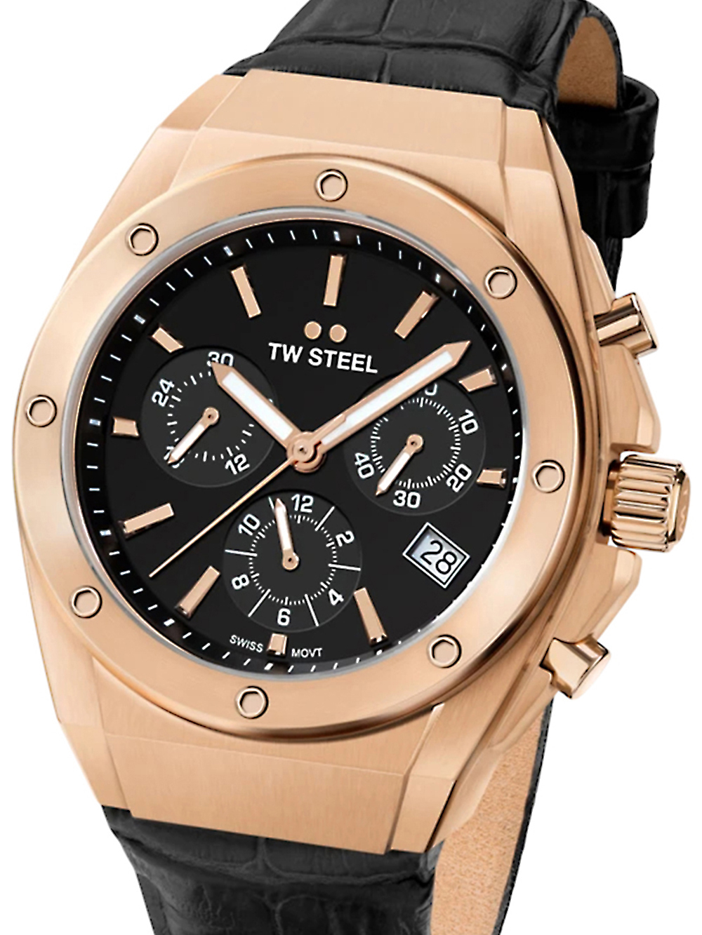 TW Steel CEO Tech - Orologio cronografo da uomo, al quarzo, 44 mm, con cinturino in pelle, multicolore, Moderno